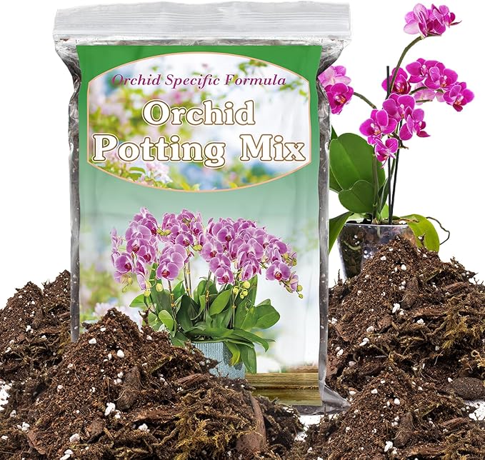 Orchid Potting Mix for Repotting, Mixture of Moss Pine Bark Coco Peat and Perlite, Orchid Bark Potting Mix, Orchid Repotting Kit, Suitable for Plant Root Expansion and Good Drainage - 4QT