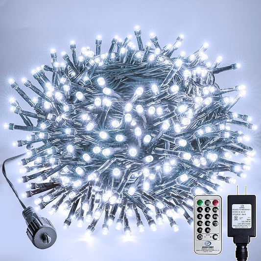 Christmas Lights Indoor Outdoor Waterproof, 66FT 200 LED 8 Modes Cool White Light String Lights for House Decorations, Ideal for Christmas Trees, Wedding, and Party