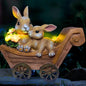 PRETMANNS Solar Rabbit Garden Statue - Mother & Baby Bunny Outdoor Decor with LED Lights for Patio, Yard Ornaments & Gifts for Women & Mom - Large
