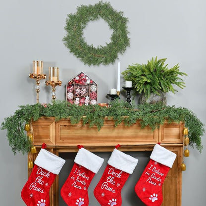6.3FT Christmas Garland Real Touch Artificial Cedar Cypress Greenery Soft Pine Needles Realistic Faux Green Garland for Mantle Fireplace Table Wall Indoor Christmas Decorations