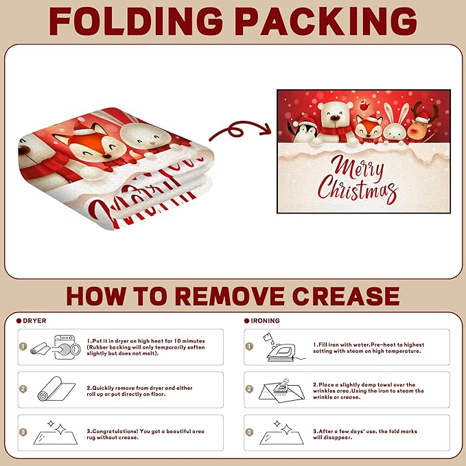 5' X 7' Christmas Area Rug Bedroom Living Room Rugs Xmas Decorative Area Rug Non-Slip Indoor Throw Rug Washable Rug Floor Carpet for Kitchen Nursery