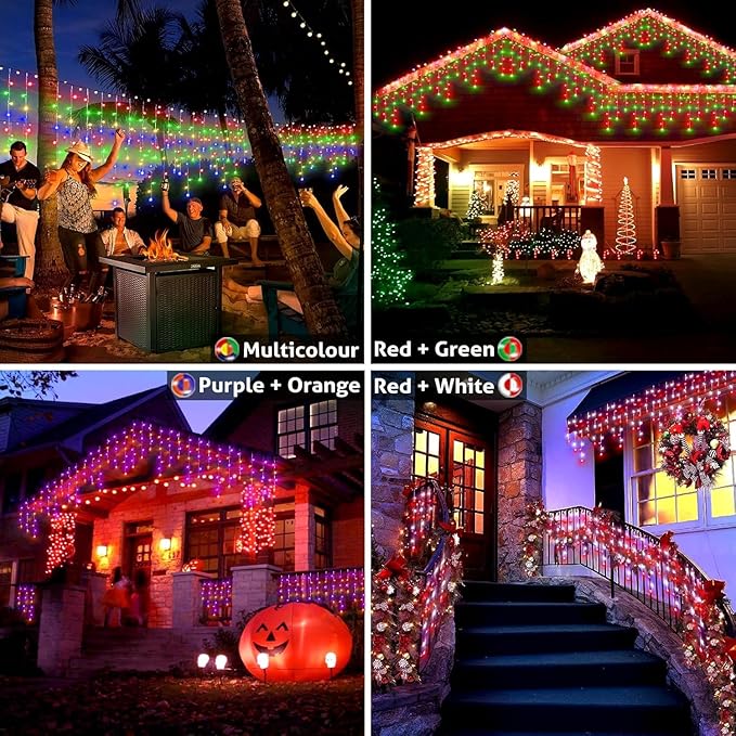 52FT RGB Christmas Lights Outdoor, 504 LED Outdoor String Lights Waterproof Plug in with 8 Modes & Timer, Color Changing Christmas Lights for Tree Party, Garden, Holiday Decorations