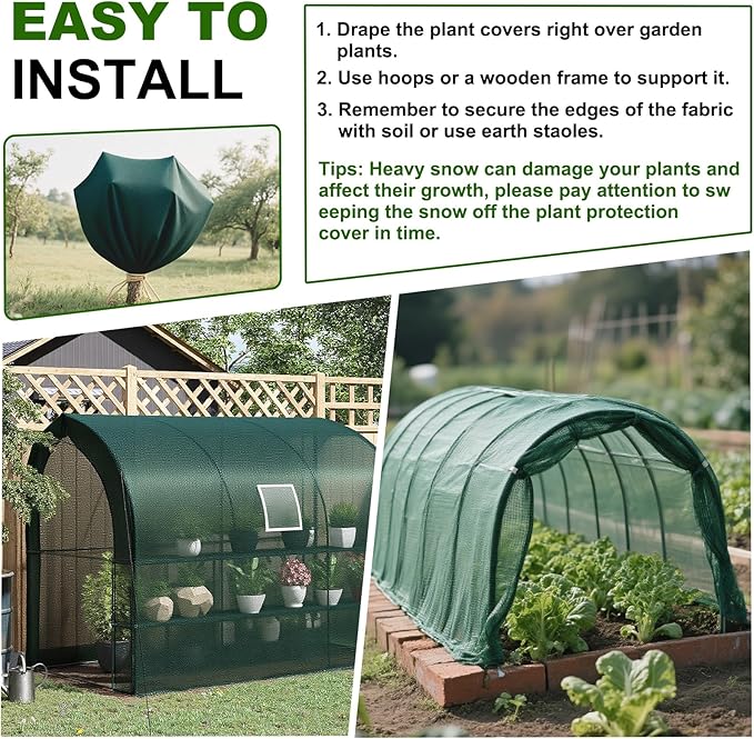 Plant Covers Freeze Protection 10 x 50 FT 1.2oz/yd² Frost Cloth Blankets for Outdoor Plants in Winter, Floating Row Cover for Vegetable Garden