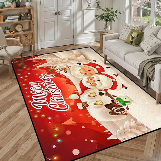5' X 7' Christmas Area Rug for Bedroom & Living Room - Non-Slip, Washable, Decorative Throw Rug