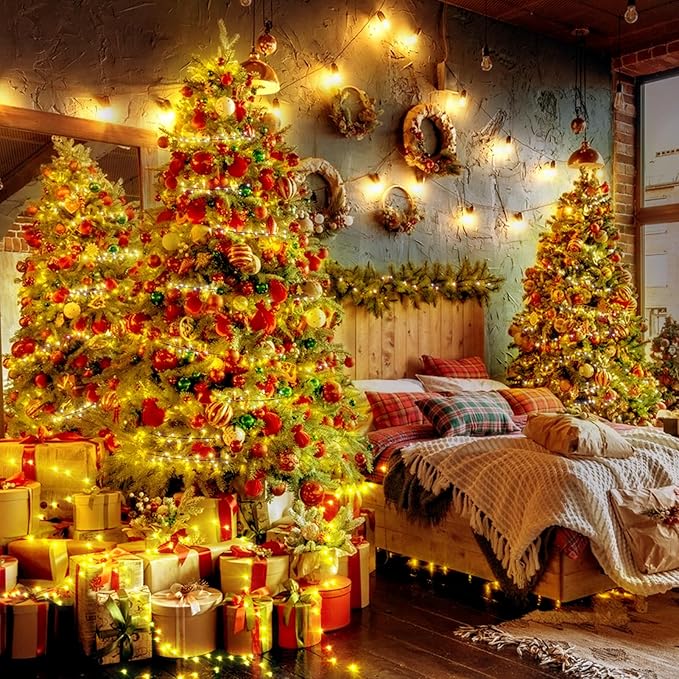 XURISEN 551FT 1400 LED Christmas Lights Outdoor Green Wire String Lights 8 Modes with Timer Memory Waterproof Fairy Light Plug in for Xmas Tree Wedding Yard Party Holiday Decorations(Warm White)