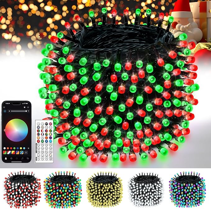 Smart Color Changing Christmas String Lights, 107FT 300LED App Control RGB LED String Lights with Remote & Timer, Waterproof Twinkle Christmas Tree Lights Indoor Outdoor Holiday Xmas Tree Decorations
