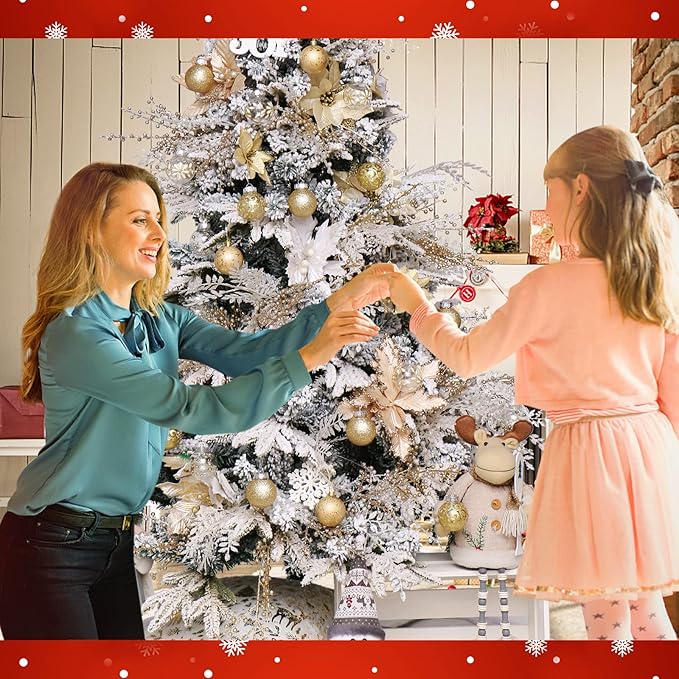 60mm/2.36inch Clear Christmas Ball Ornaments Set, 30ct Champagne Gold Christmas Ornaments Ball for Christmas Tree Decoration Shatterproof Transparent Baubles with Stuffed Decoration for Wedding Party