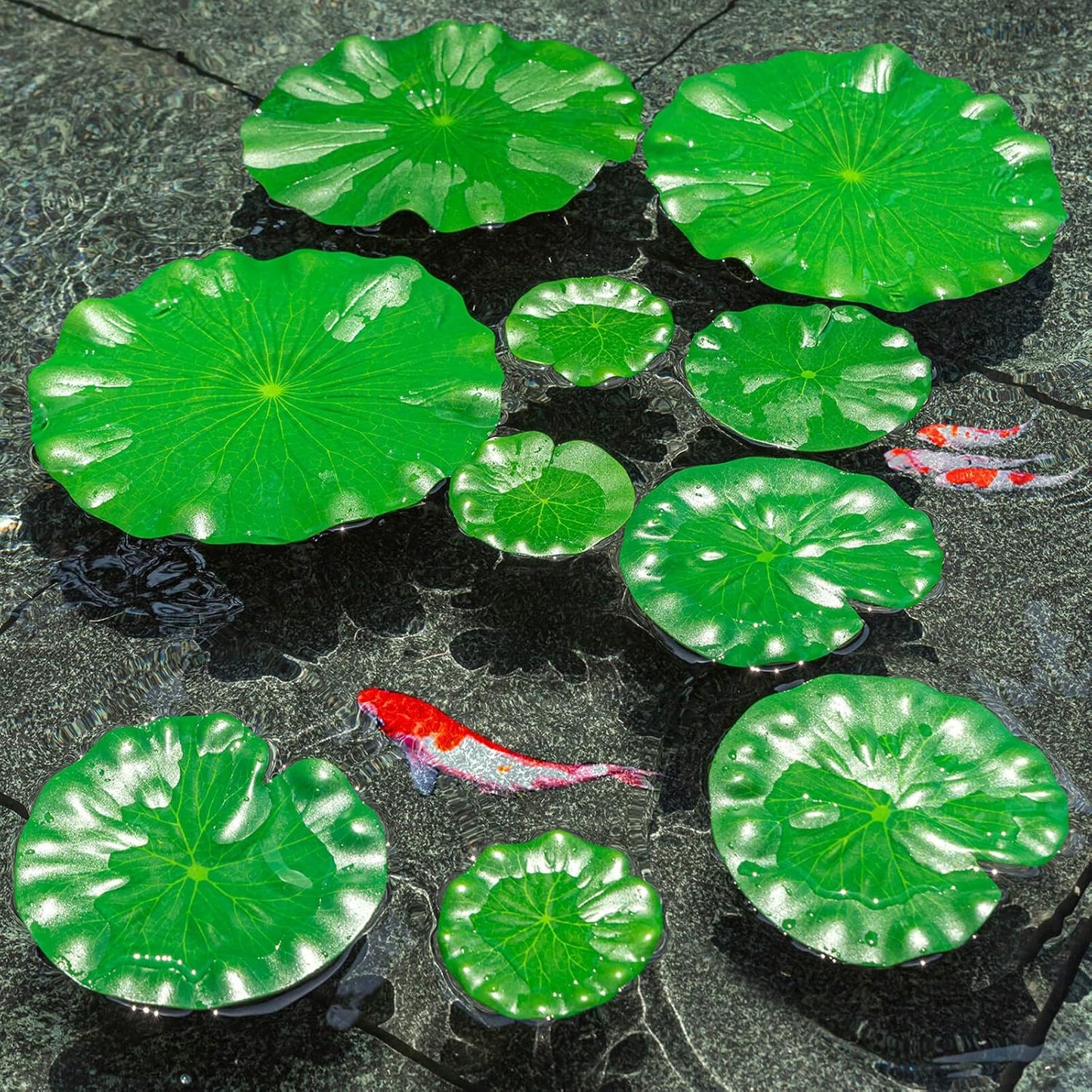 ZAUGONTW 20 Pcs Artificial Lily Pads for Ponds, Realistic Floating Lily Pads Leaves, Lotus Leaves Water Lilies Pad Artificial Foliage Pond Decor for Koi Fish Pool Patio Aquarium