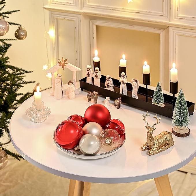 Champagne Glass Christmas Ball Ornaments, 3.15” Christmas Hanging Ornament for Tree Set of 9 Christmas Baubles for Holiday Party Tree Decorations Gift