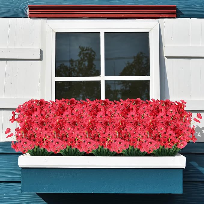 AGIRL 24 Bundles Artificial Flowers for Outdoor,No Fade Fake Plastic Flowers Faux Plants for Decoration Hanging Planters Indoor Outside Garden Porch Window Box Home Wedding Farmhouse