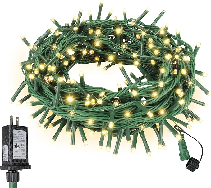 Christmas String Lights 33ft 100 LED 8 Modes with Timer Xmas Tree Light Connectable for Indoor Outdoor Home Party Patio Garden Holiday Warm White