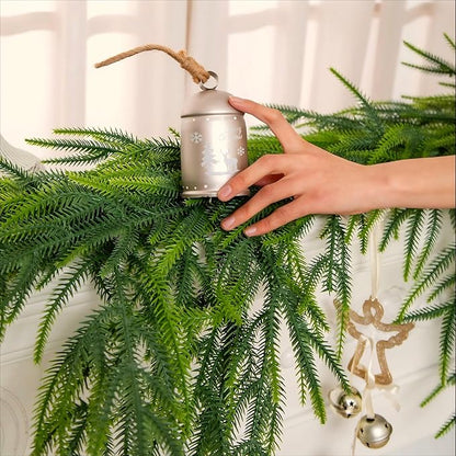 Faux Norfolk Pine Christmas Garland – Real Touch Greenery Artificial Cedar Christmas Garland for Fireplace Mantel, Staircase, Door Frame, Holiday Indoor Winter Décor (6FT-2Pack)
