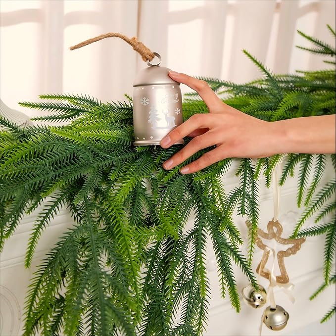 Faux Norfolk Pine Christmas Garland – Real Touch Greenery Artificial Cedar Christmas Garland for Fireplace Mantel, Staircase, Door Frame, Holiday Indoor Winter Décor (6FT-1Pack)