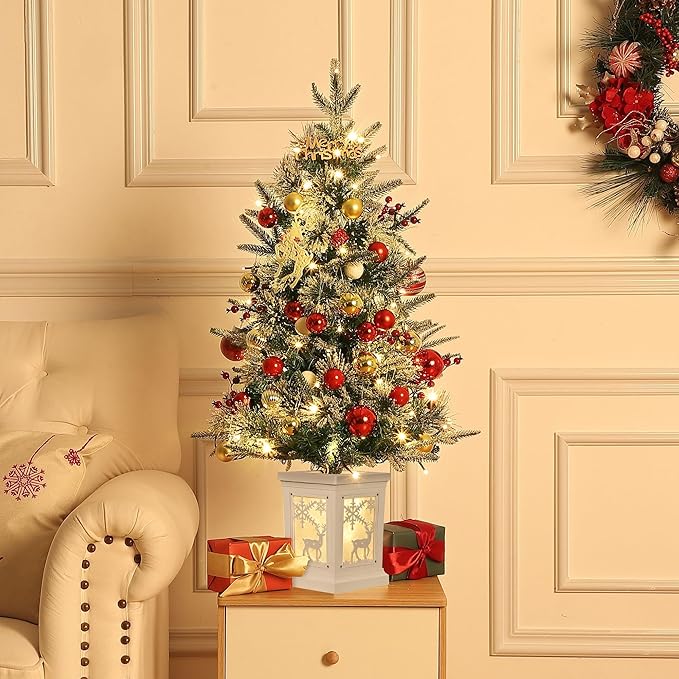 Small Christmas Tree with 78 Multi-Color Led Lights, 3 Ft Pre-Lit Artificial Christmas Decoration for Home Office Decoration