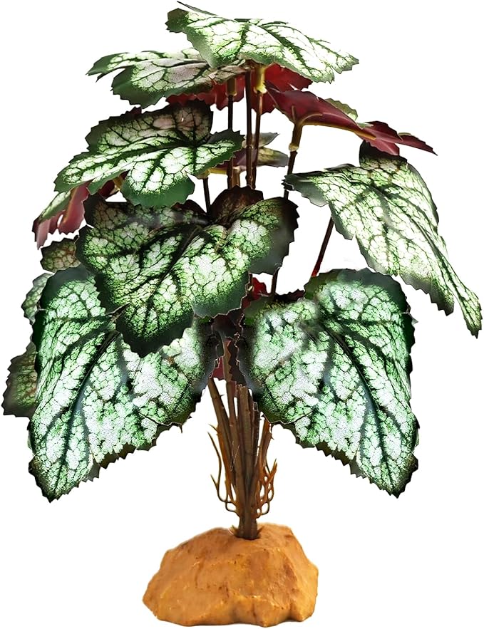 Woyrise Reptile Artificial Plants for Terrarium Decor, Amphibian Habitat Decorations Bearded Dragon Tank Accessories fit Crested Gecko Leopard Lizard Chameleon Snake Frog - Fake Green Heuchera