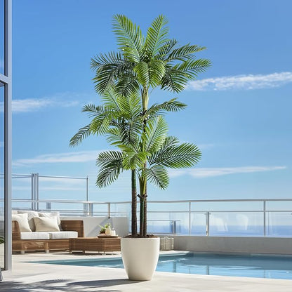 9.1FT Artificial Phoenix Palm Tree Artificial Plants Indoor Outdoor Large Faux Coconut Silk Palm Tree Tropical Fake Tree Faux Sago Palm Plant for Modern Farmhouse Yard Outside Patio Poolside