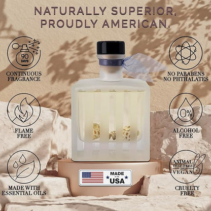 LOVSPA Reed Diffuser Set, Ocean Driftwood Scented Oil Diffuser with Sticks, Home Fragrance Accessories for Bathroom Shelf Decor, Aroma Diffusers for Home or Office Desk, USA Made