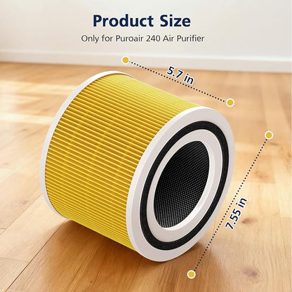 240 Replacement Filter Compatible with PuroAir 240 Air Purifier and HEPA 14 Air Purifier, 3-in-1 Hepa 14 and Activated Carbon HP-14 filter for 99.97% Air Pollutants, Odor and Smoke, 2 Pack