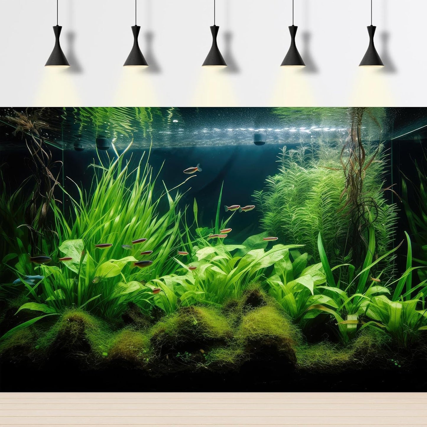 Aquarium Background Diverse Aquatic Plants Seagrasses Terrarium Background Redwood Root Lush Green Underwater Plants Tropical Style Fish Tank Background Under The Sea Aquarium Backdrop Vinyl 24x12in