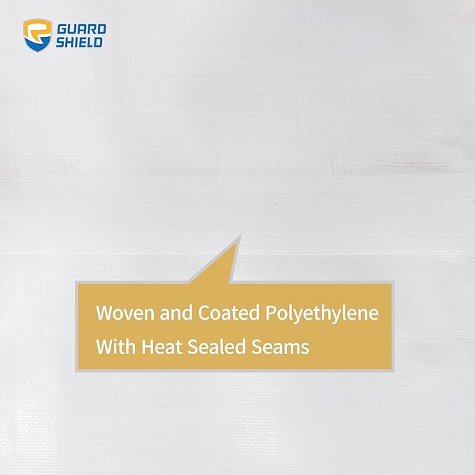 GUARD SHIELD Extreme Heavy Duty White Poly Tarp 8x10 Feet Cover Waterproof Tarps 20mil Thick UV and Tear Resistant Tarpaulin