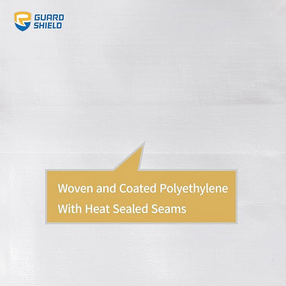 GUARD SHIELD Extreme Heavy Duty White Poly Tarp 10x12 Feet Cover Waterproof Tarps 20mil Thick UV and Tear Resistant Tarpaulin