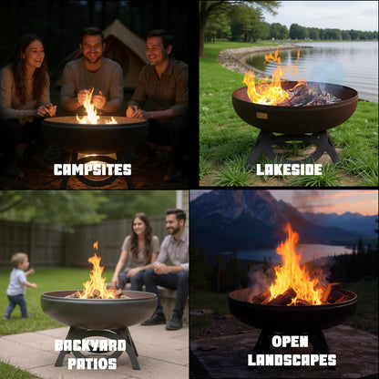 Liberty Fire Pit – Ohio Flame Wood Burning Outdoor Fire Pit - 24" Diameter with Curved Base (Made in USA)