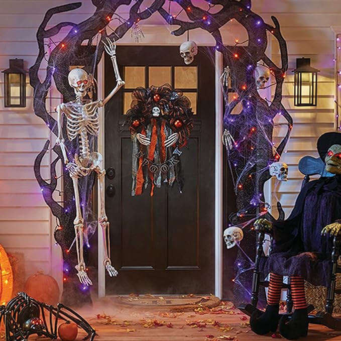 Dazzle Bright Halloween Lights, 100 LED 33 FT C6 String Lights with 8 Modes, Connectable Halloween Decorations for Indoor Outdoor for Tree Patio Party Decor (Purple & Orange)