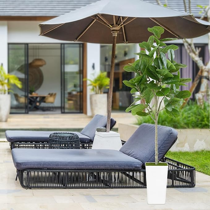 Artificial Fiddle Leaf Fig Tree 6ft - Realistic Tall Fake Plants for Office Home Living Room Bedroom Decor Indoor Outdoor - Green Large Silk Faux Floor Plant with Pot