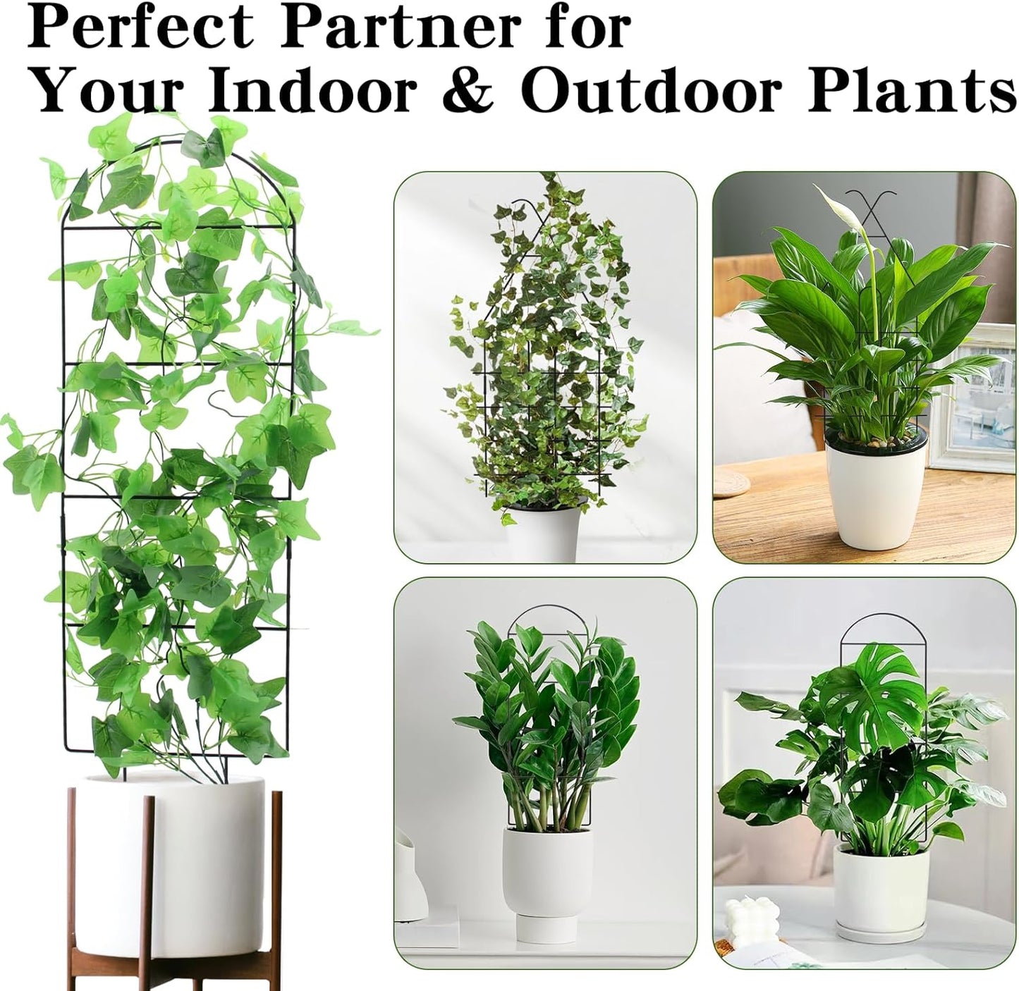 ZOUTOG Trellis for Climbing Plants Indoor 4 Pack 30 Inch,Rustproof Metal Garden Trellis for Potted Plants,Houseplant Support Indoor Outdoor for Ivy Pothos Monstera Hoya Flower Vines(House Shape)