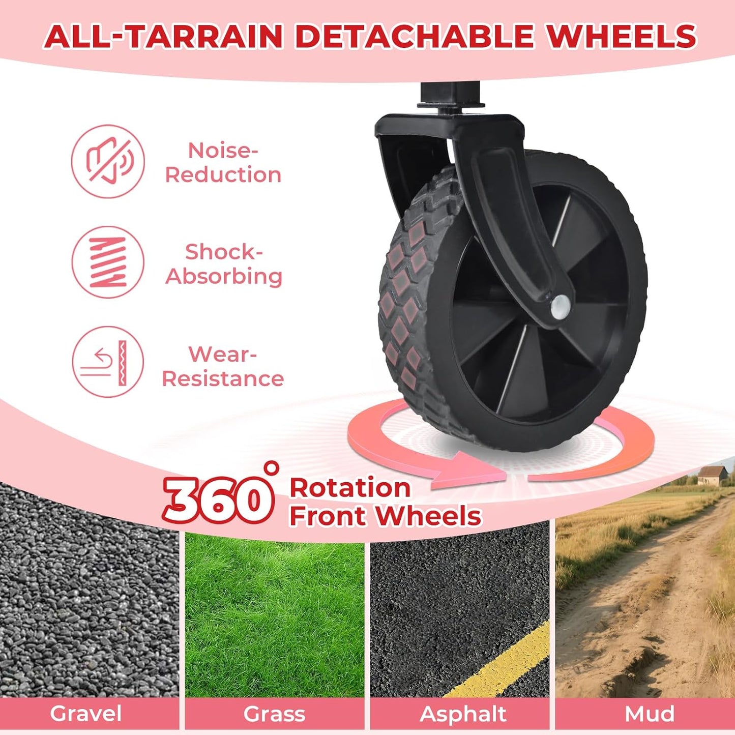 Collapsible Wagon Cart with Wheels Foldable,11 Lbs Lightweight Portable Folding Utility Wagon,90 L Heavy Duty Grocery Shopping Carts,Versatile for Garden Sports Camping Outdoor Use (Brick Dot)