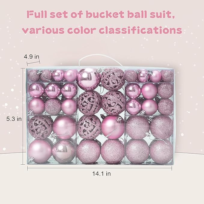 100-Pack Christmas Ball Ornaments for Tree,Shatterproof Plastic Holiday Baubles Set in Assorted Sizes and Finishes, Christmas Tree Decorations for Home, Office, Party, Indoor Outdoor Use