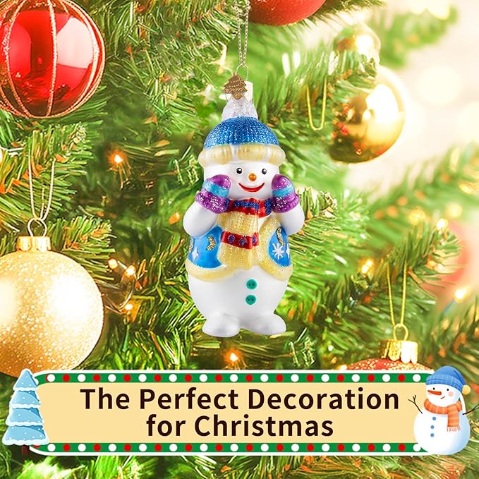 Snowman Christmas Ornaments,Glass Blown Ornaments for Christmas Tree,Snowman Collection Figurine Hanging Ornaments,Christmas Decorations for Xmas Tree Holiday Party Daily Gifts(Naughty Snowman)