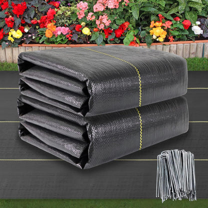 Shade&Beyond 13ftx115ft Weed Barrier Fabric 3.5oz Heavy Duty Landscape Fabric with Superior Permeability Weed Control, Garden Woven Ground Cloth with Staples