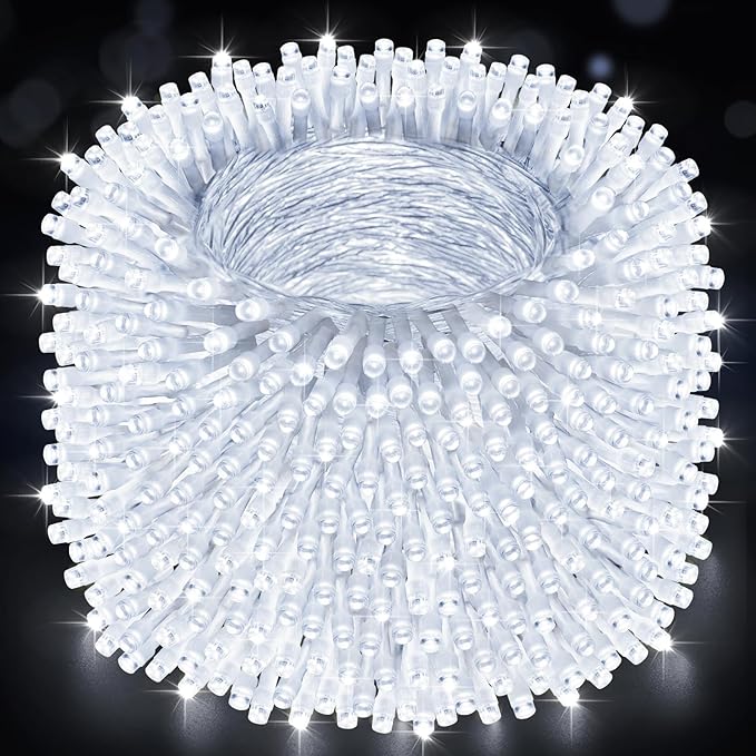 Heceltt Christmas Lights Outdoor, 522FT 1300 LED String Lights with 8 Lighting Modes, Timer Memory Function Twinkle Fairy Lights Waterproof Plug in for Xmas Tree Wedding Party Holiday Decor(White)