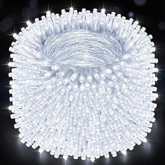 Heceltt Christmas Lights Outdoor, 522FT 1300 LED String Lights with 8 Lighting Modes, Timer Memory Function Twinkle Fairy Lights Waterproof Plug in for Xmas Tree Wedding Party Holiday Decor(White)