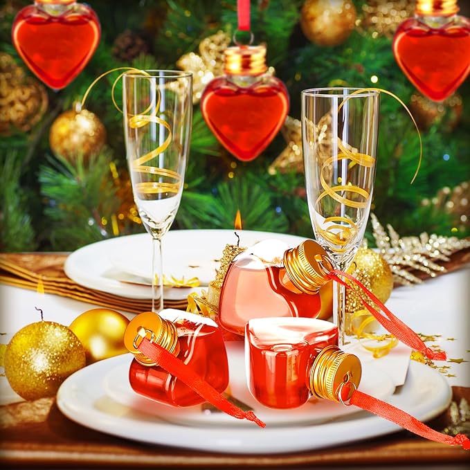 Patelai 18 Pcs Christmas Drink Balls Clear Shot Glass Ornaments Xmas Tree Fillable Ornaments Plastic Xmas Water Bottle Bulbs for Holiday Party Decorations(Round,100 ml)