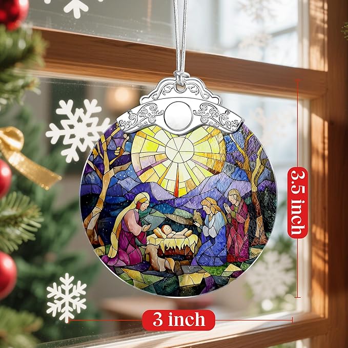 Christmas Ornament, Christmas Tree Decor, Christian Ornament, Nativity Scene, Religious Home Decor, Christian Gifts, Religious Gifts, Gift Exchange, Gift Idea - Pattern E