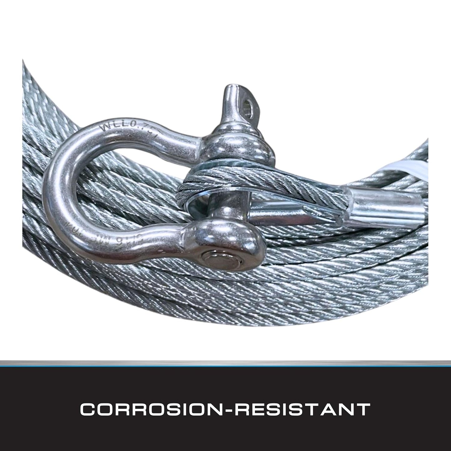 Tie Down 7x19 Aircraft Cable - Steel Cable with Loops - 2,500lbs Breaking Strength - Deck/Zip Line/Tow/Hanging Wire - 5/32" x 46 ft with Loop & Shackle