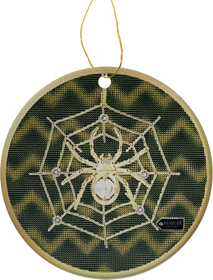 Matashi 5D Spider Print Art Ornament - Lucky Spider Hanging Ornaments for Christmas Tree Decor - with Story of The Tradition of Tinsel Legend Spider on Web Ornament