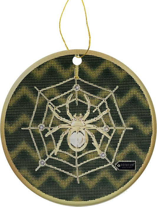 Matashi 5D Spider Print Art Ornament - Lucky Spider Hanging Ornaments for Christmas Tree Decor - with Story of The Tradition of Tinsel Legend Spider on Web Ornament