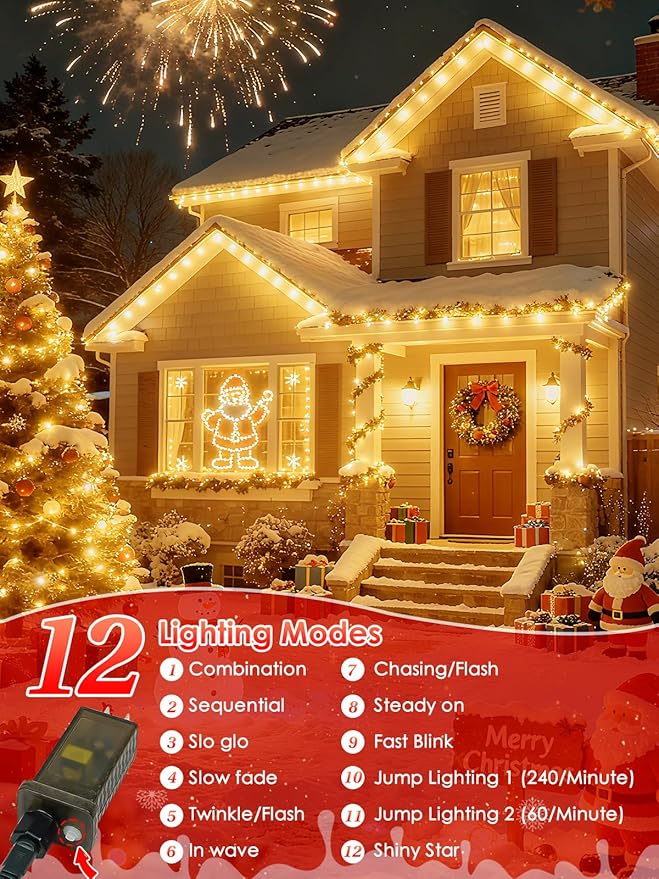 Voice Control Connectable 2PK 164FT 400LED Christmas String Lights Indoor Outdoor with Remote | Smart Twinkle Fairy String Lights 12 Modes & Timer for Xmas Tree Decor (Warm White)