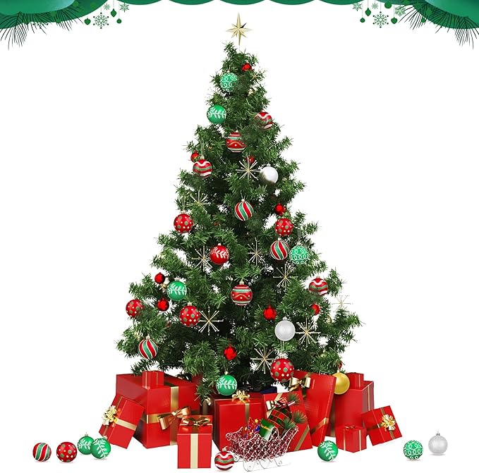 MCEAST 16 Pieces 3.15 Inches Christmas Balls Christmas Tree Pendants Shatterproof Decorative Baubles Balls for Christmas Tree Decoration, Red, Green, White