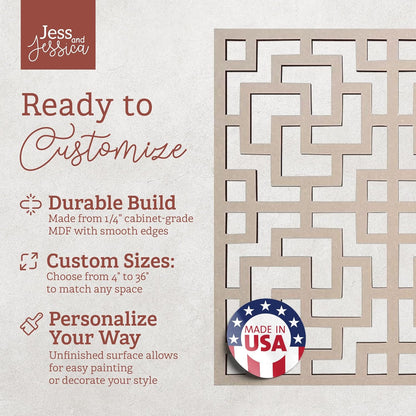 Wood Aztec Design Fretwork Panel - Mandala Wall Art for Home Decor, Wall Panels, Overlays, Trellis, Privacy Screens & Yard Decor