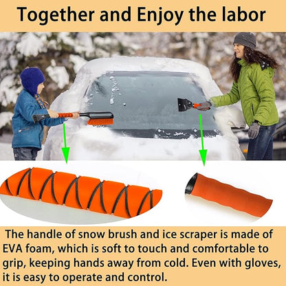 27" Snow Brush & Ice Scraper for Car Windshield, Detachable Snow Scrapers with Foam Grip for Cars, Trucks, SUVs