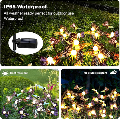 Solar Garden Butterfly Lights, 4 Pack 32 LED Solar Swaying Lights, Swaying in The Wind, Waterproof Firefly Light Outdoor Fairy Light for Garden Patio Yard Pathway Flower Bed Decoration
