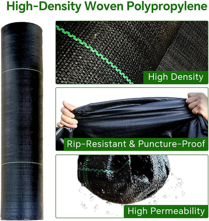 Weed Barrier Landscape Fabric Heavy Duty,3.2 OZ Premium Garden Weed Blocker Fabric for Weed Control, Plastic Ground Cover with Woven Weed Cloth,Durable Landscaping Fabric (2.8 X 200FT)