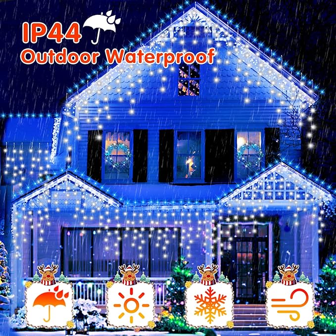 131FT Christmas Lights Outdoor 1440 LED Christmas Decorations Waterproof Plug in with 8 Modes & Timer Christmas Lights for Roof Party Garden Holiday Decor (Cool White)