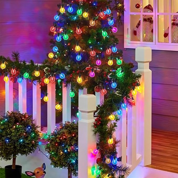 Christmas Lights Outdoor Colored String Lights, 50FT Multicolor String Lights with 25 LED G40 Bulbs Waterproof Patio Lights for Garden Backyard Yard Bistro Holiday Party Halloween