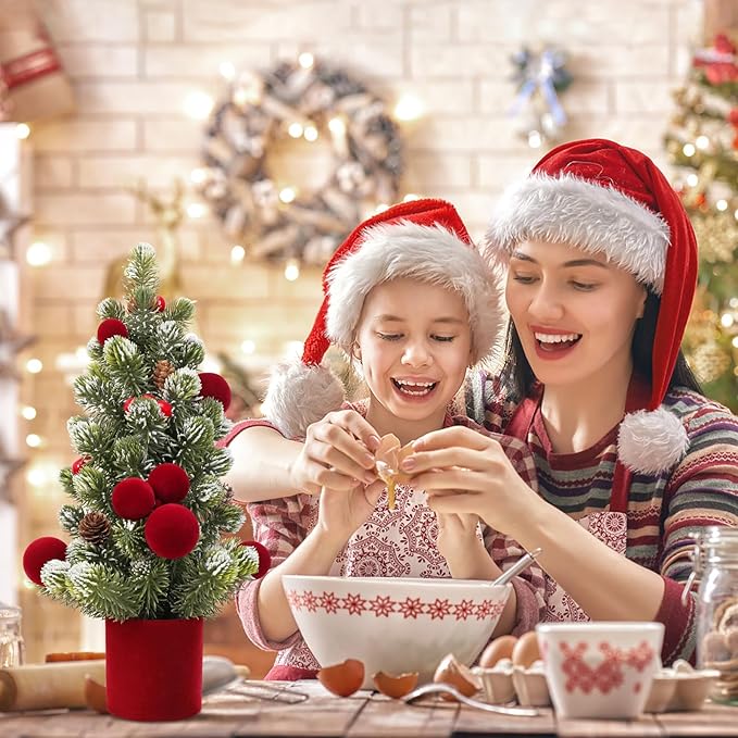 SY Super Bang Small Christmas Tree, 13Inch Artificial Velvet Ball Berry Mini Tabletop Tree Christmas Decorations, for Home Party Thankgivings Xmas Indoor Decor. (Burgundy, 18Inch)