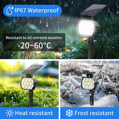 Solar Spot Lights Outdoor Waterproof IP67, 8 Pack - 50 LED Adjustable Solar Powered Landscape Spotlight with 3 Lighting Modes, Stake Light for Outside Yard Lawn Pathway Tree (Cool White)